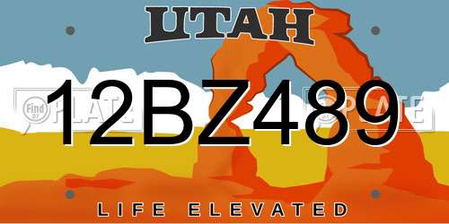 12BZ489 Utah License Plate