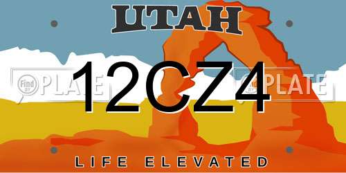 12CZ4 Utah License Plate