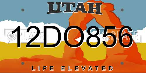 12DO856 Utah License Plate