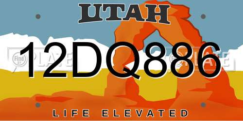 12DQ886 Utah License Plate