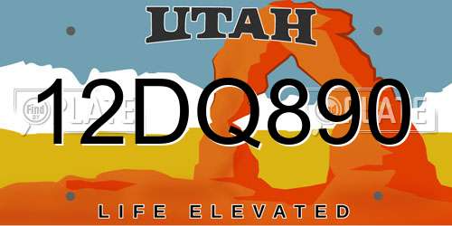 12DQ890 Utah License Plate