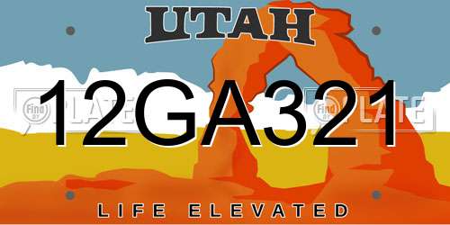 12GA321 Utah License Plate