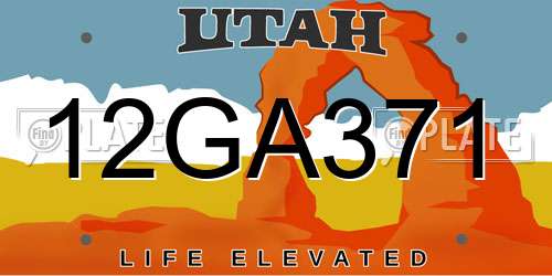 12GA371 Utah License Plate