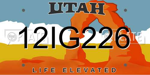12IG226 Utah License Plate
