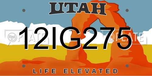 12IG275 Utah License Plate