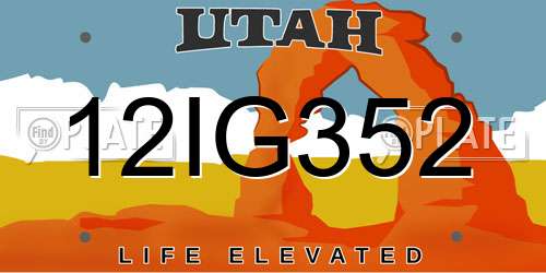 12IG352 Utah License Plate