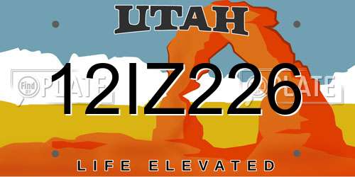 12IZ226 Utah License Plate