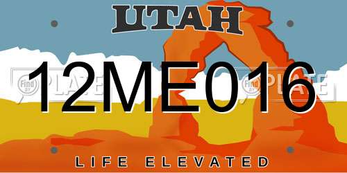 12ME016 Utah License Plate