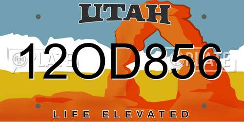12OD856 Utah License Plate