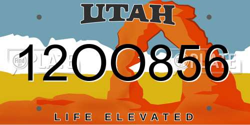 12OO856 Utah License Plate