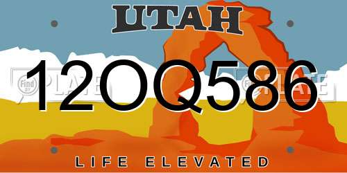 12OQ586 Utah License Plate