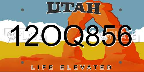 12OQ856 Utah License Plate