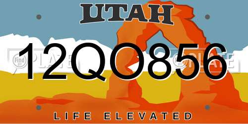 12QO856 Utah License Plate