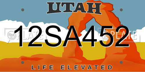 12SA452 Utah License Plate