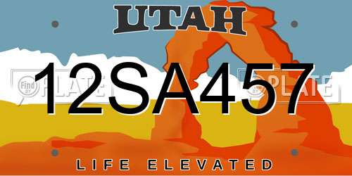 12SA457 Utah License Plate