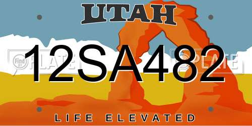 12SA482 Utah License Plate