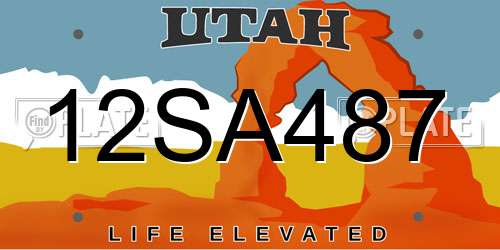 12SA487 Utah License Plate