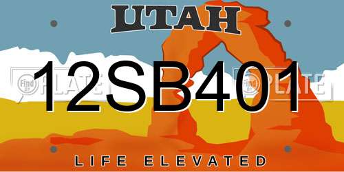12SB401 Utah License Plate
