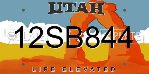 12SB844 Utah License Plate