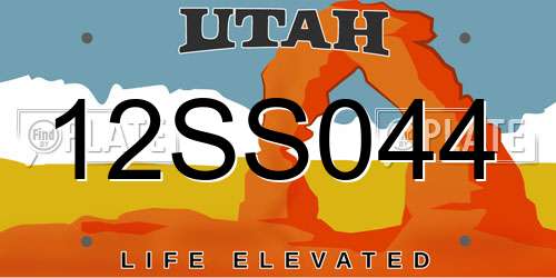 12SS044 Utah License Plate