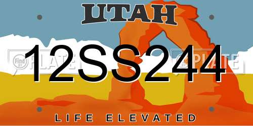 12SS244 Utah License Plate