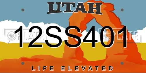 12SS401 Utah License Plate