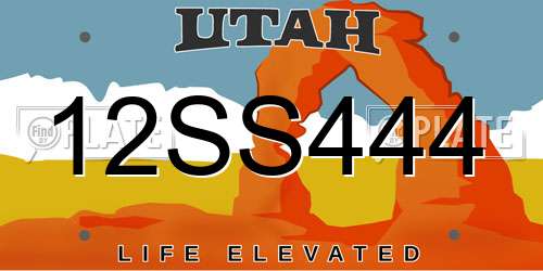 12SS444 Utah License Plate