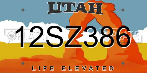 12SZ386 Utah License Plate