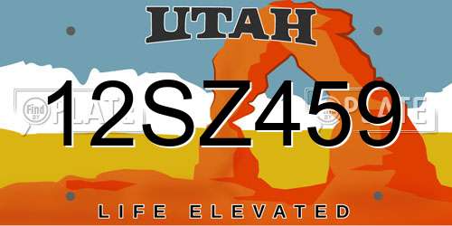 12SZ459 Utah License Plate