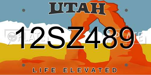 12SZ489 Utah License Plate