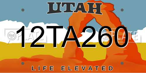 12TA260 Utah License Plate
