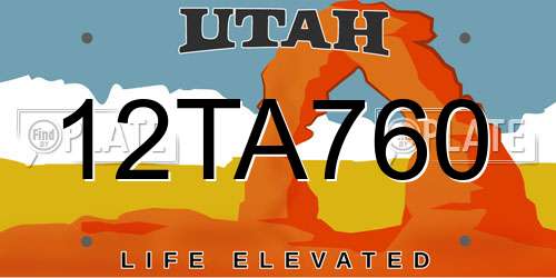 12TA760 Utah License Plate