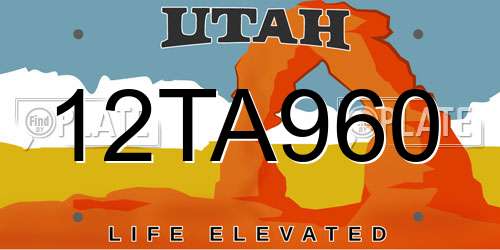 12TA960 Utah License Plate