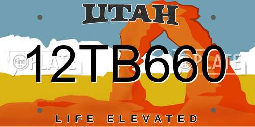 12TB660 Utah License Plate