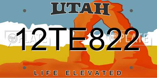 12TE822 Utah License Plate