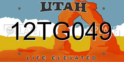 12TG049 Utah License Plate