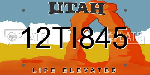 12TI845 Utah License Plate
