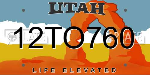 12TO760 Utah License Plate