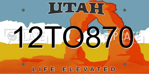 12TO870 Utah License Plate