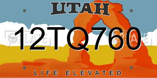 12TQ760 Utah License Plate