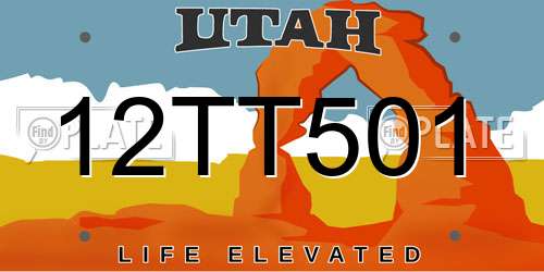 12TT501 Utah License Plate
