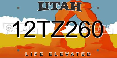 12TZ260 Utah License Plate