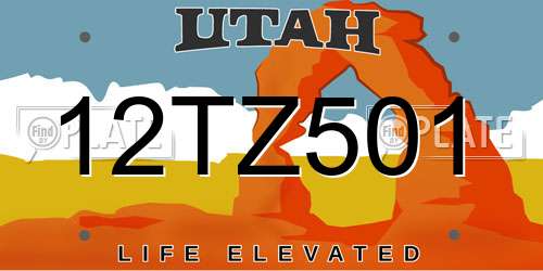 12TZ501 Utah License Plate