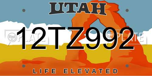12TZ992 Utah License Plate
