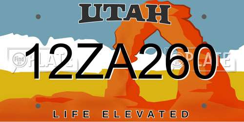 12ZA260 Utah License Plate