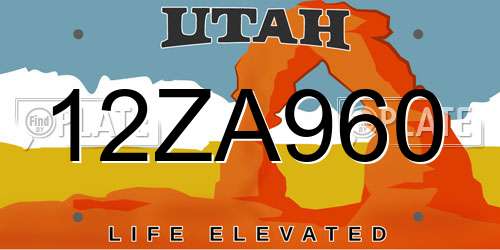 12ZA960 Utah License Plate