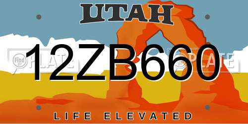 12ZB660 Utah License Plate