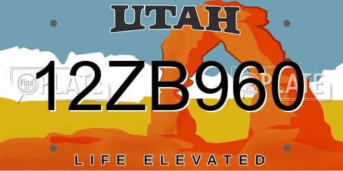 12ZB960 Utah License Plate
