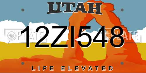 12ZI548 Utah License Plate
