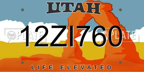 12ZI760 Utah License Plate